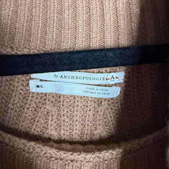 Anthropologie Women's Tan Kali Turtleneck Poncho Sweater - Size M/L Medium/Large - Picture 5 of 7